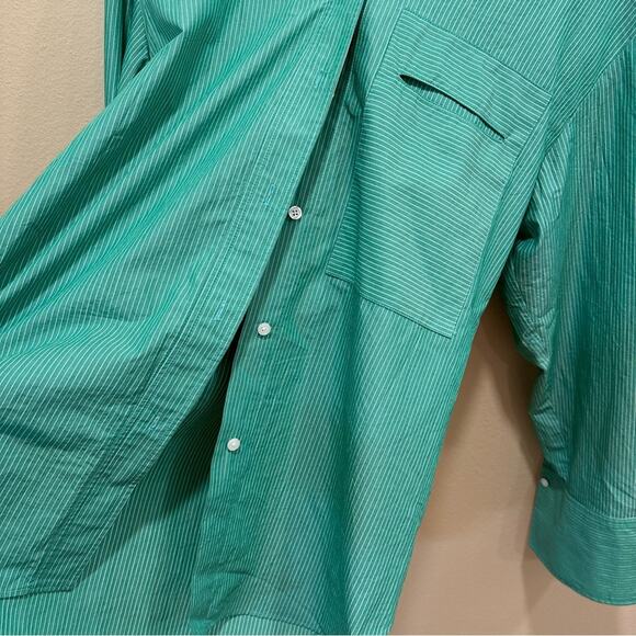 Nomia Green Striped Cotton Oversized Boyfriend Top 10 - Picture 11 of 15